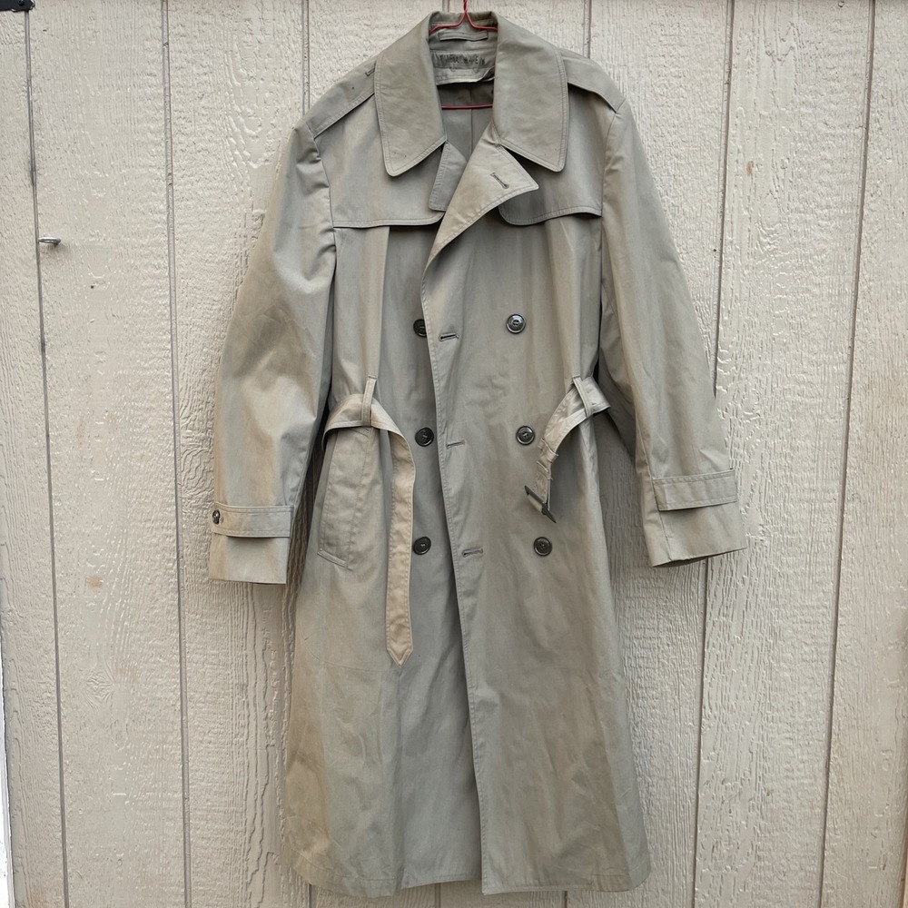 VTG US Military All Weather Trench Coat 42L Sterlingwear Boston No Liner Navy